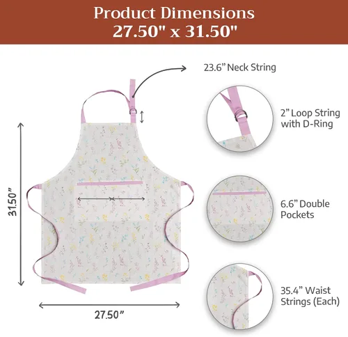 Vista 205 de Maison d' Hermine Delantales para mujer con bolsillo, 100% algodón (27.50 x 31.50 pulgadas)
