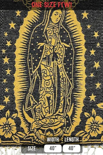 Vista 3 de ShirtBANC Poncho Mexicano Virgen de Guadalupe Virgencita Serape Cobija