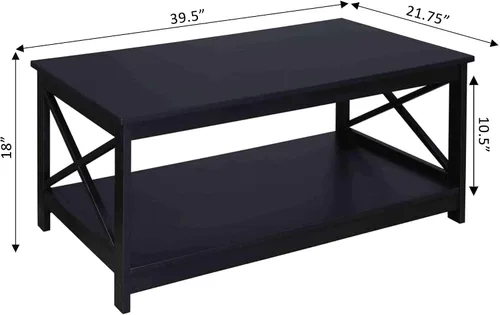 Vista 3 de Convenience Concepts – Mesa de café Oxford, Madera, Negro