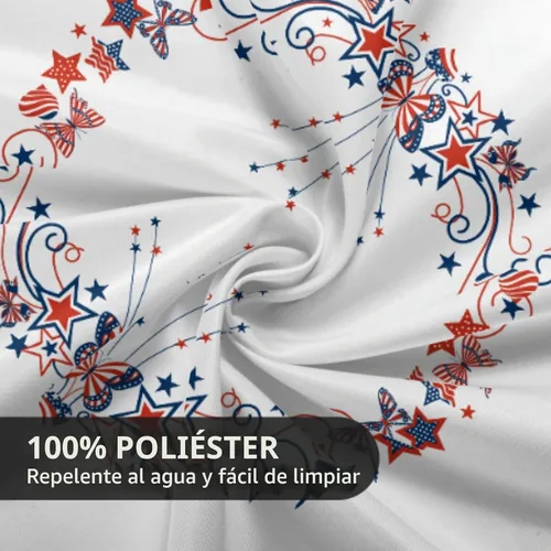 Vista 4 de Giwawa Mantel de Mesa Redondo con Bandera de EE. UU., Mantel Americano con Estrellas, Mariposas, Círculo, 152 cm. Mantel del 4 de julio, Día