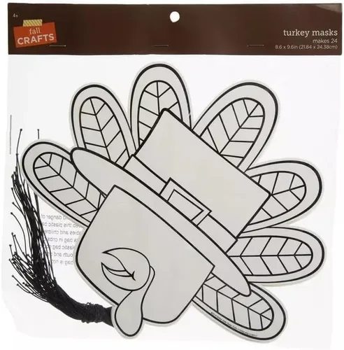 Vista 3 de Fall Crafts Kit de máscara de pavo de Acción de Gracias - Colorea el tuyo