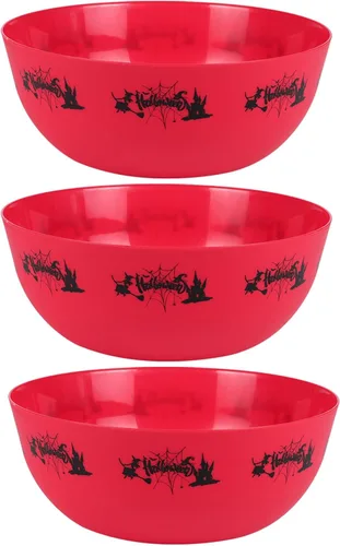Vista 16 de 3 cuencos de plástico de Halloween para dulces, cuencos reutilizables para Halloween, suministros para fiestas de Halloween (fantasma negro)