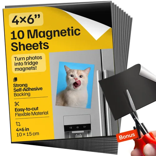 Vista 10 de Hojas magnéticas adhesivas autoadhesivas fuertes 4 piezas (22x28 cm/8.5x11") – Papel magnético personalizable para fotos, imanes adhesivos