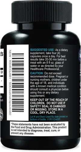 Vista 7 de Monohidrato de creatina 3000 mg por porción - Polvo de creatina micronizada de 3 veces de fuerza - Apoya el músculo magro, la fuerza, la energía
