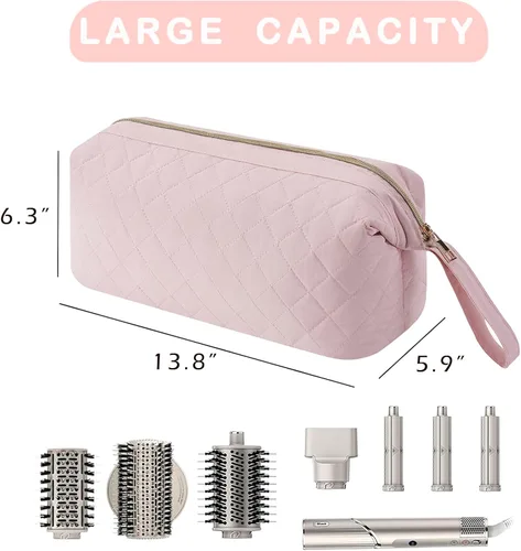Vista 3 de Bolsa de viaje grande acolchada para herramientas para el cabello, estilo Shark Flex para secadora de pelo Dyson Airwrap, planchas planas, alisador