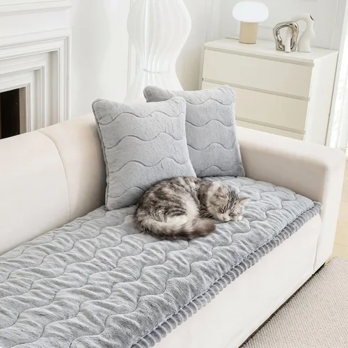Vista 20 de JIAN YA NA Funda para Sofá Seccional, Divertida Funda de Chenilla Difusa para Sofá, Protector de Muebles Antideslizante para Mascotas y Niños, Sofá