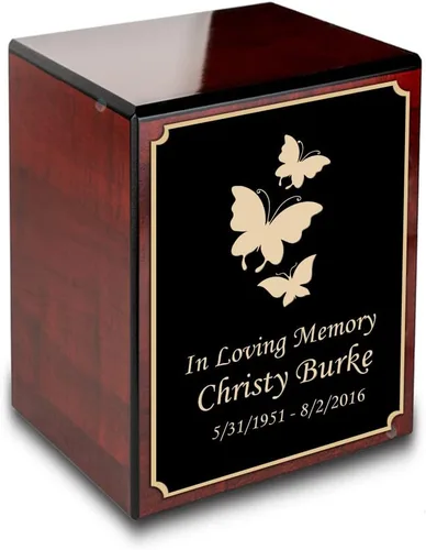 Vista 8 de GetUrns Caja conmemorativa de urna de cremación de cereza pequeña grabada personalizada para cenizas (gloria americana)