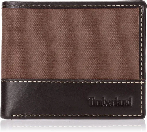 Vista 18 de Timberland Cartera de lona de cuero Baseline para hombre con bolsillo abatible adjunto