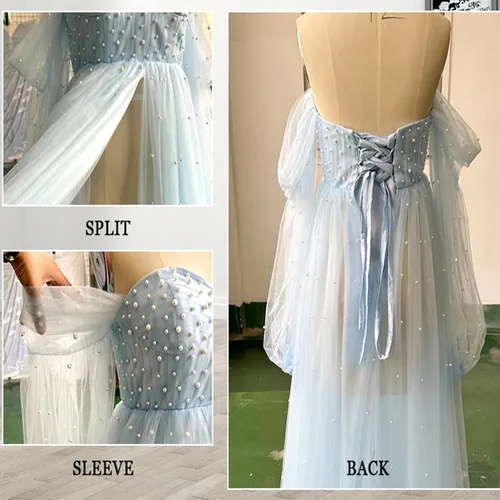 Vista 8 de Vestido de maternidad para sesión de fotos, hombros descubiertos, bata de tul larga para baby shower, vestido de embarazo nupcial