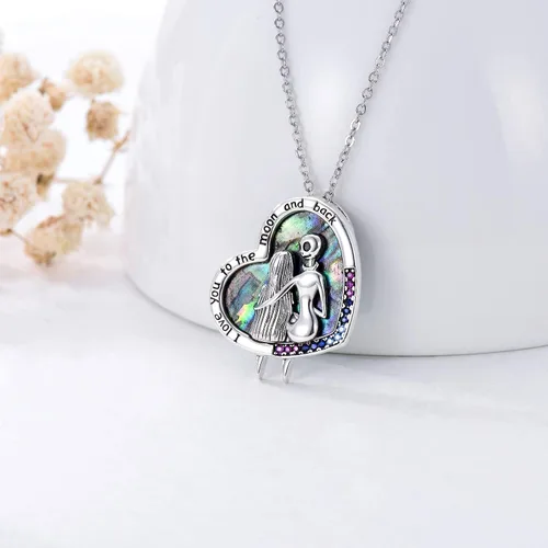 Vista 4 de ONEFINITY - Collar de pesadilla de plata de ley con colgante de corazón infinito, collar de calavera para regalo de cumpleaños para mujeres, esposa