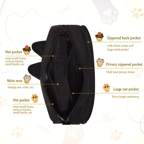 Vista 4 de Hongdian - Estuche para lápices de gran capacidad, bolsas para bolígrafos de gato 3D, organizador para oficina, universidad y escuela