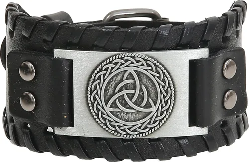 Vista 12 de GelConnie - Pulsera de piel con amuleto vikingo y talismán escandinavo celta pagano