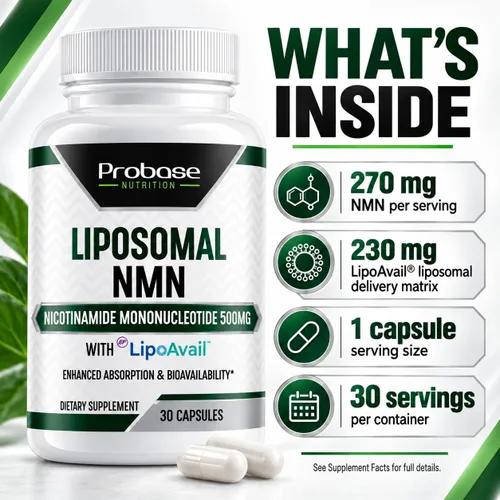 Vista 7 de Probase Nutrition NMN liposomal 500 mg, 30 cápsulas