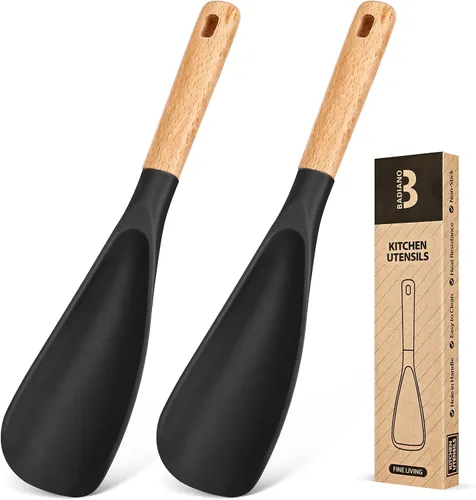 Vista 21 de Cuchara de cocina para utensilios de cocina antiadherentes, ideal para cocinar y servir silicona mate resistente sin BPA, cuchara con mango