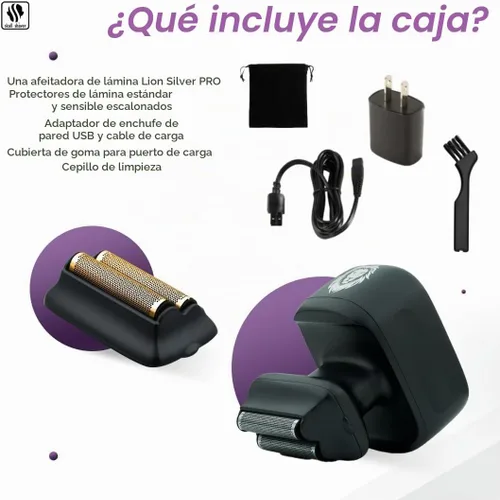 Vista 3 de Skull Shaver One Lion Silver PRO - Afeitadora de aluminio para hombre, inalámbrica