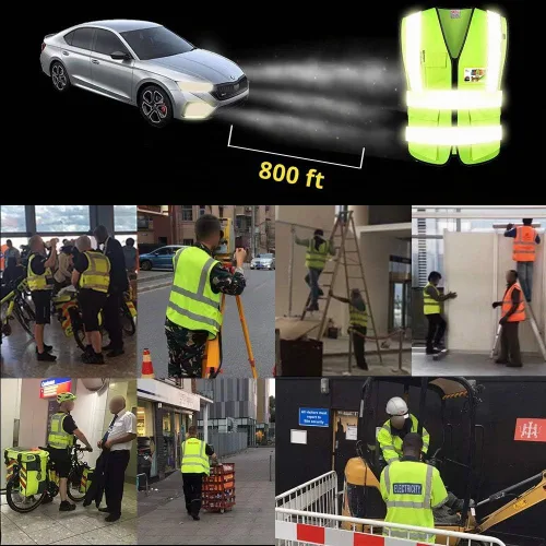 Vista 4 de Zojo Chaleco de seguridad reflectante de alta visibilidad con múltiples Azul