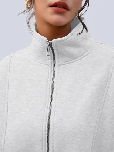 Vista 5 de AUTOMET - Sudaderas con capucha de cuarto de cremallera para mujeres, sudaderas de forro de vellón holgadas con cuello alto falso para adolescentes
