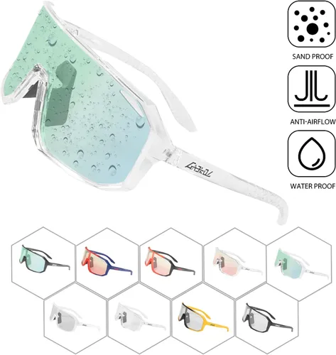 Vista 4 de Photochromic Cycling Glasses Men Women, Clear UV400 Protection Sports Sunglasses Eyeglasses Goggles for Outdoors