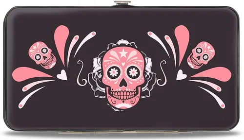 Vista 2 de Buckle-Down Billetera con Bisagra para Mujer Calaveras Azúcar GrisRosa, Multicolor, 7" x 4", Varios