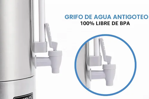 Vista 2 de SYBO SR-CP-50B - Cafetera de percolar de acero inoxidable de grado comercial Urna de agua caliente para hostelería, 50 tazas 8 L, gris