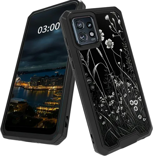 Vista 10 de Funda para Motorola Edge Plus para Moto Edge Plus 2023 con diseño de patrón de mariposa artística a prueba de caídas de policarbonato duro de doble