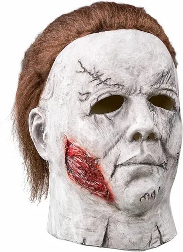Vista 2 de Máscara de Michael Myers 2022 de Halloween con extremos de Mike Myers para adultos, disfraz realista de Halloween, máscara completa, fiesta