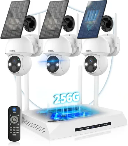 Vista 9 de 《100% alimentado por energía solar y audio bidireccional》Sistema de cámara PTZ inalámbrica para exteriores, cámaras con batería de 4MP alimentadas