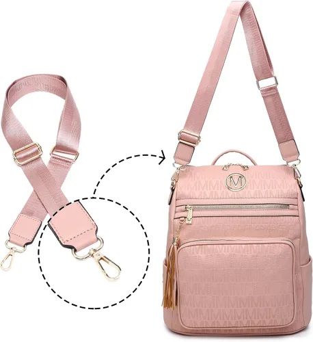 Vista 68 de MKP COLLECTION Mochila de moda para mujer, bolsa convertible grande para mujer, mochila de viaje, bolsa de hombro, juego de 2 piezas con borla, Beige