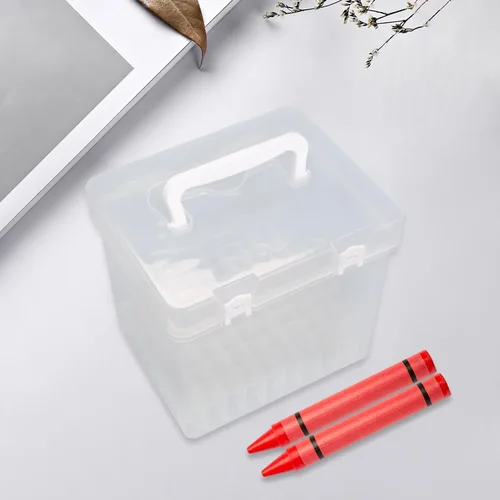 Vista 4 de Estuche de transporte para rotuladores, caja de almacenamiento de lápices, organizador de lápices, portátil, transparente, organizador
