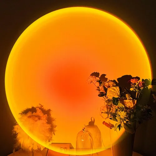 Vista 2 de Tsrarey Proyector de Lámpara de Puesta de Sol, Luz de Proyección de Sol con Rotación de 180 Grados, Lámpara de Pie LED para Noche con Puerto USB