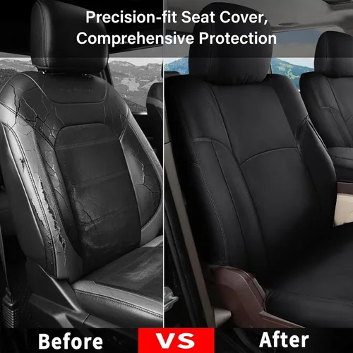Vista 43 de Coverado Chevy Silverado - Juego completo de fundas de asiento de lona impermeables, apto para Silverado GMC Sierra 2007-2013 y 2019-2025 1500 Negro