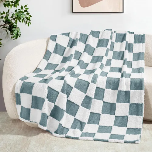 Vista 21 de Exclusivo Mezcla - Manta de franela super suave y cálida con diseño de vellón esponjoso, para sofá, cama, con lindo patrón a cuadros, negro, 50" x