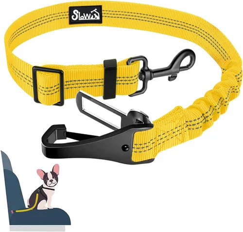 Vista 9 de SlowTon Cinturón de seguridad para perro, correa de cinturón de seguridad ajustable para perro, 2 en 1, cinturón de seguridad para perro