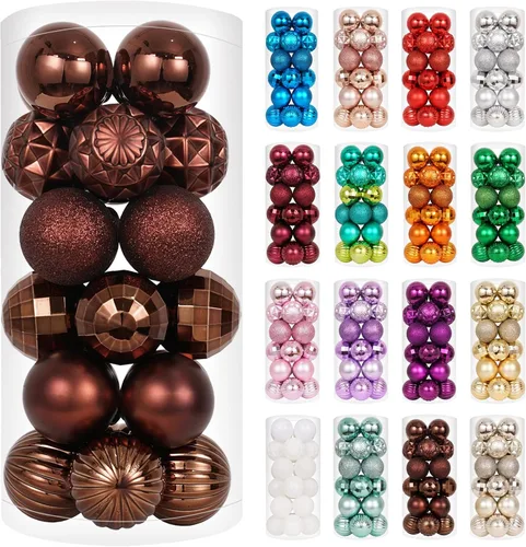 Vista 43 de XmasExp Juego de 24 mini esferas de Navidad inastillables para bolas de árbol de Navidad, 1.18 pulgadas (negro)