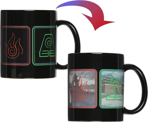 Vista 4 de Avatar The Last Airbender Nation Emblems Heat Reactive Color Changing Tea Coffee Mug Cup Cup Cup