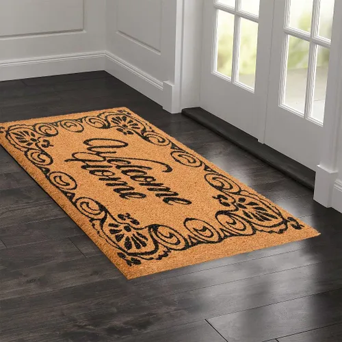Vista 28 de LuxUrux Alfombra de Fibra de Coco de Bienvenida - Respaldo Extra Resistente, 17'' x 30'' Alfombra Natural para Puerta - Fácil de Limpiar, Hermoso