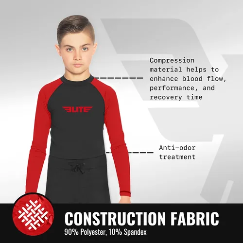 Vista 2 de Elite Sports Protectores de erupción para niños y niñas, compresión de manga completa BJJ para niños y jóvenes
