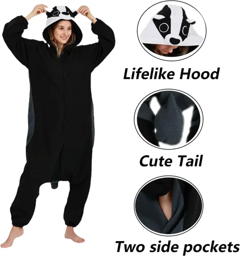 Vista 4 de SimZoo Adult Animal Onesie Pajamas, Men and Women's Animal Cosplay Costume Sleepwear, One-Piece Unisex Homewear
