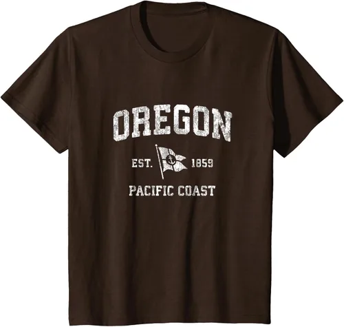 Vista 56 de Oregon Vintage barco ancla bandera diseño de West Coast Retro Tee, hombre S, Arándano
