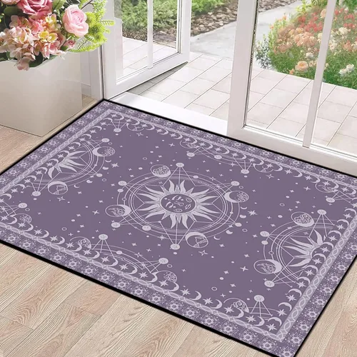 Vista 33 de Alfombra de Sol y Luna Boho Alfombras de Área Celestiales para Dormitorio Residencia Universitaria Sala de Estar Bohemia Oculta Creciente Solar
