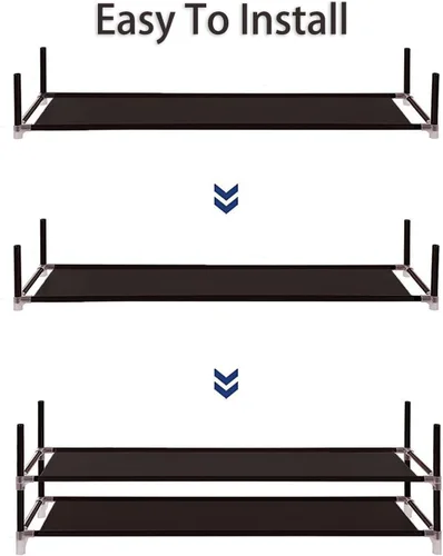 Vista 7 de Zapatero de 8 niveles organizador de zapatos de metal para 40 pares, armario estrecho para zapatos, torre alta para zapatos, estante de tela