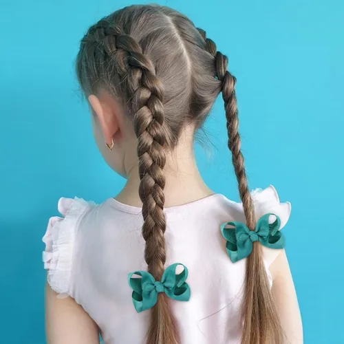 Vista 7 de 50 piezas de lazos de cabello para niñas de 7,6 cm con cinta de grogrén y pinzas de cocodrilo, accesorios para el cabello para bebés, niñas, niños
