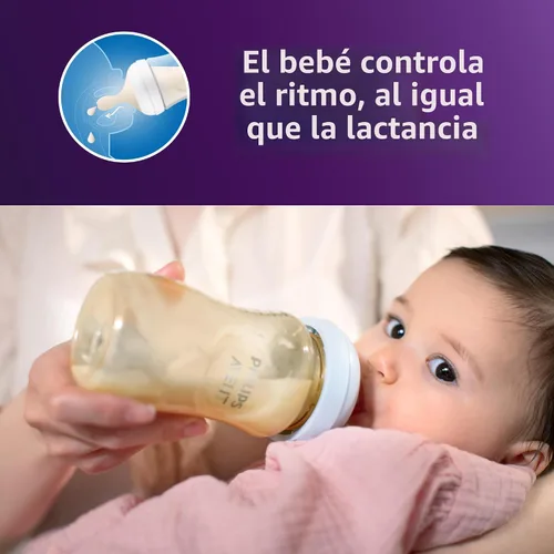 Vista 3 de Philips Avent Biberones naturales de PPSU para bebés, flujo medio, 9 onzas, sin BPA Baby-Controlled Flow, No-Drip Design, Reduces Colic and Gas