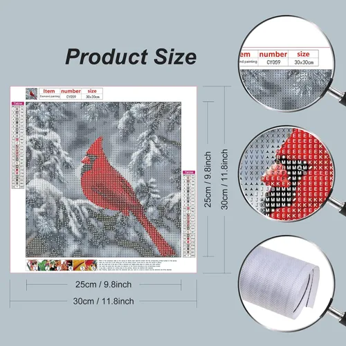 Vista 2 de Stalente Kits de pintura de diamantes para adultos, cardenal 5D DIY kits de arte de diamantes para principiantes, pintura de diamante redonda