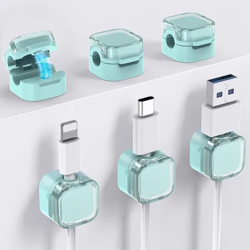 Vista 8 de AhaStyle Organizador de cables magnético [1s Lock] Paquete de 6 soportes para cables