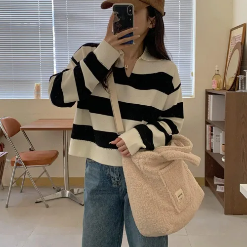 Vista 2 de Bolso cruzado de vellón de peluche Sherpa para mujer, bolso de hombro mullido de felpa Hobo bolso peludo suave otoño invierno