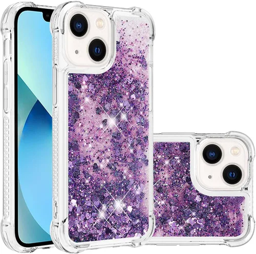 Vista 15 de LEMAXELERS Funda para iPhone 15 de 6.1 pulgadas, Bling Glitter Liquid Clear Case Flotante Arenas movedizas a prueba de golpes Funda protectora