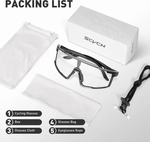Vista 6 de SCVCN Gafas de sol de ciclismo fotocromáticas deportivas para hombres y mujeres, gafas de montaña MTB, protección UV, conducción y correr