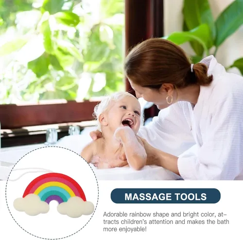Vista 4 de Esponjas de ducha de baño de arco iris, esponja de baño, herramientas de baño para ducha de bola de baño de arco iris, 2 uds