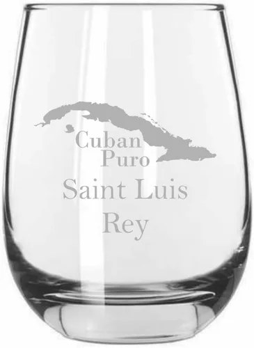 Vista 11 de Bolivar - Vaso de vino sin tallo con temática de cigarro cubano grabado de 15.25 onzas